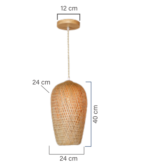 Medidas do Lúminaria Pendente Rattan de Palha Nova Guine Detalhes